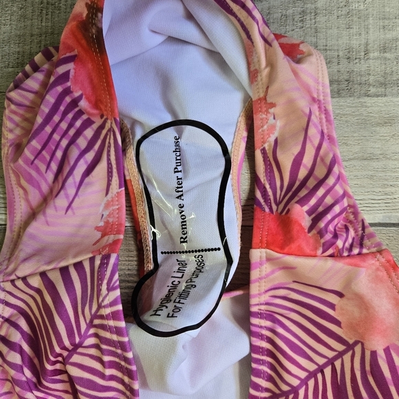 YMI | Bandeau Bikini in Purple Palms Print Sz M - Picture 14 of 16